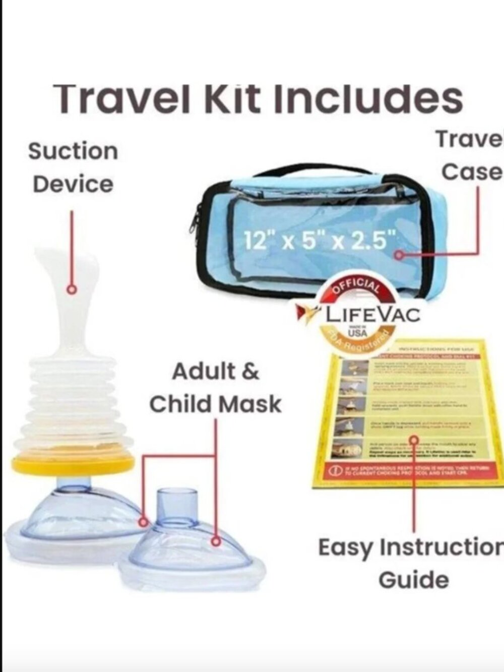 LifeVac Blue Travel Kit 2 Pack - Portable Suction Device NEW - Picture 3 of 4